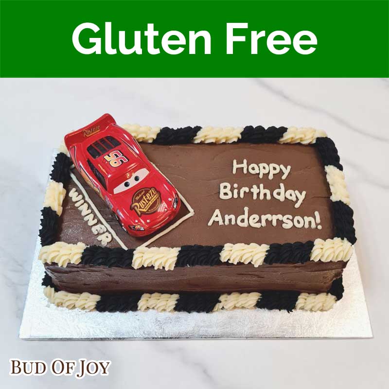 Organic Gluten-Free Chocolate Fudge Cake with Metal Toy Car (7inch Rect)